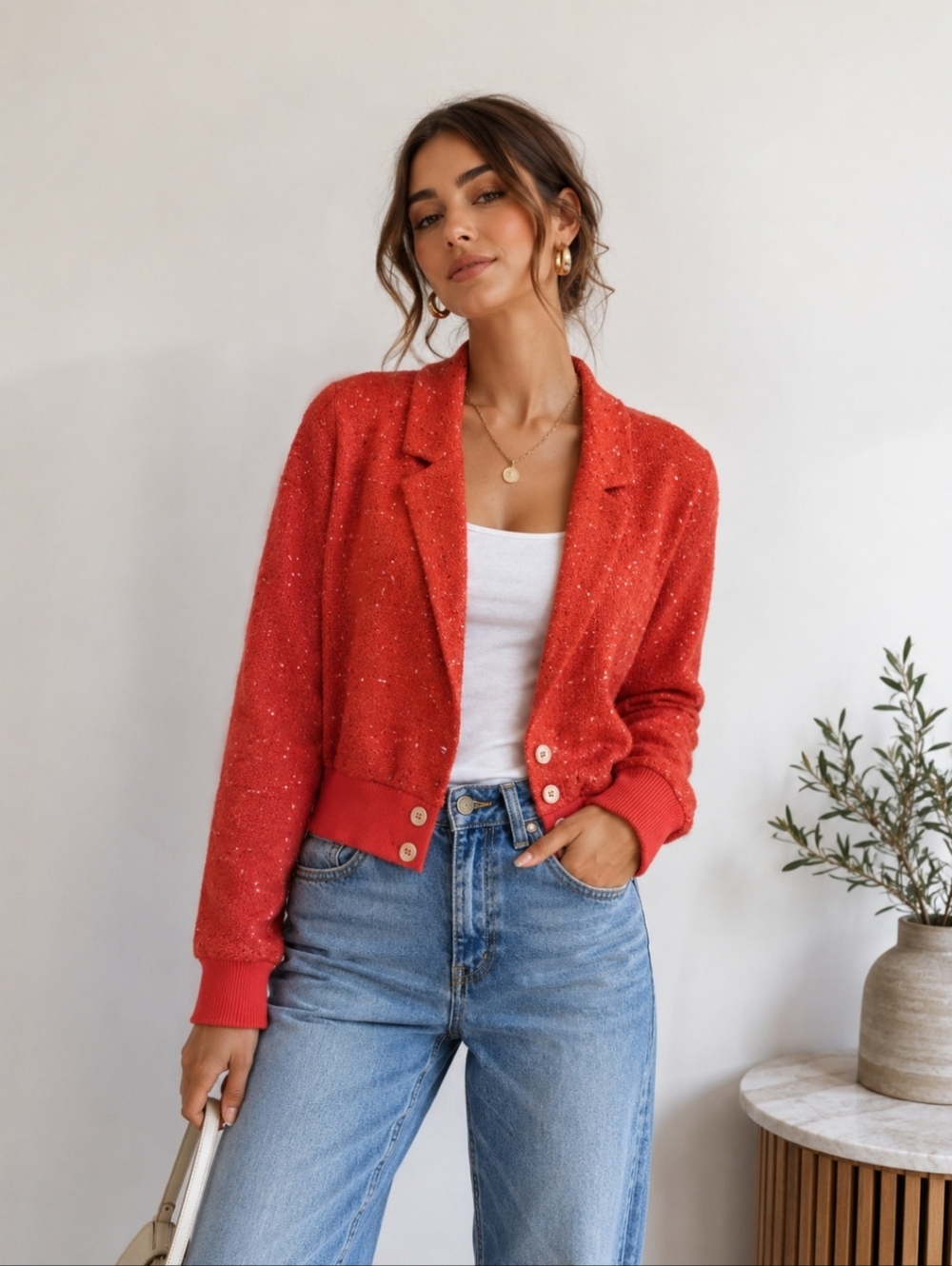 Etcetera Vibrant Coral Tweed‎ Jacket
